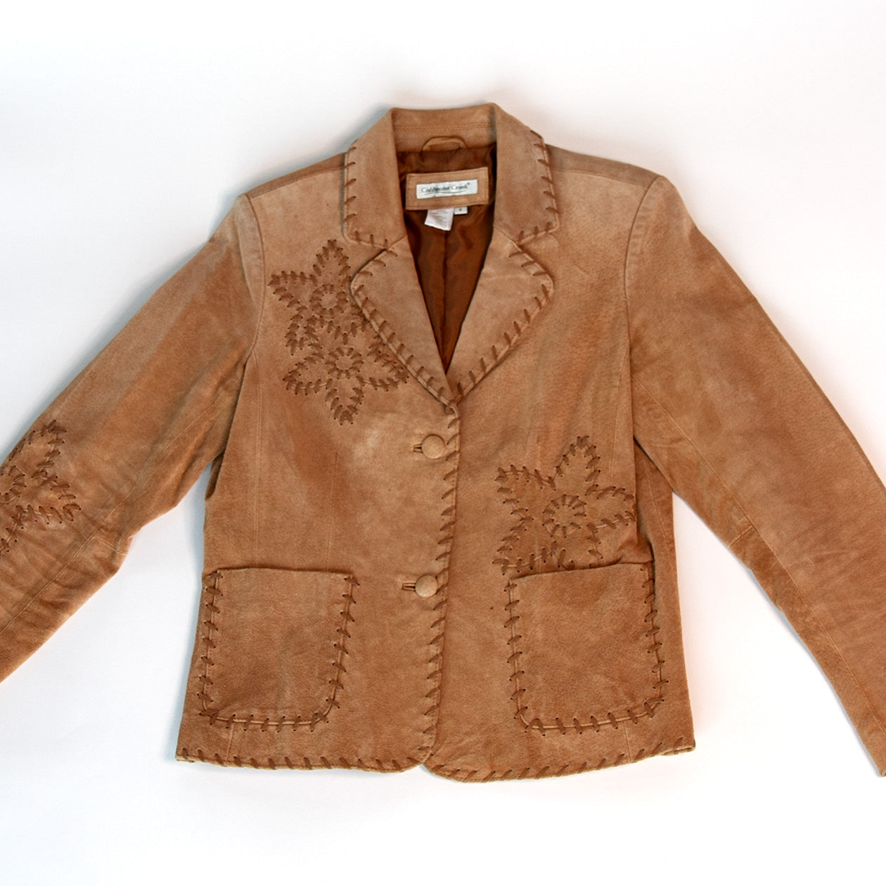 Leather Stitched Crop Blazer