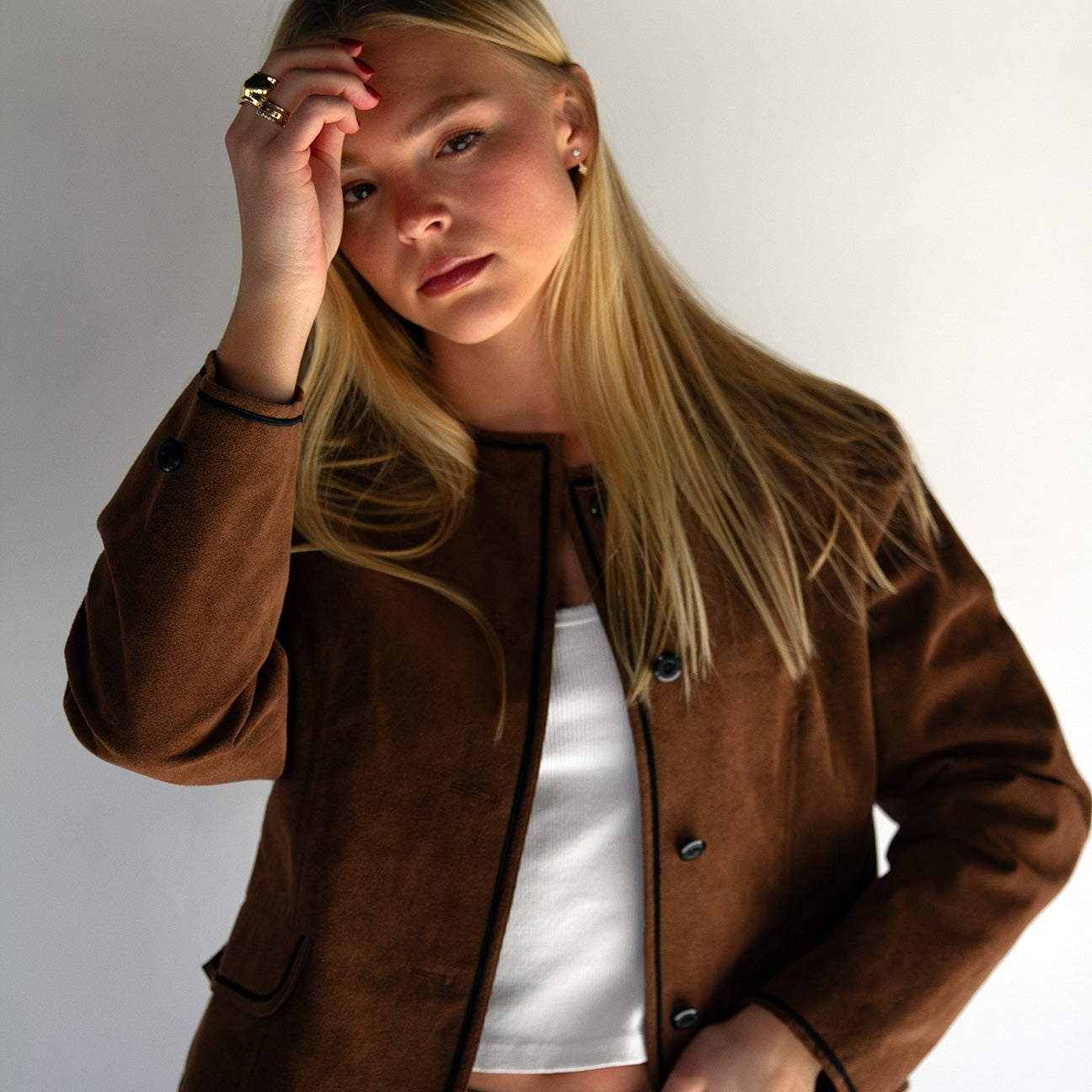 Brown Crop Blazer