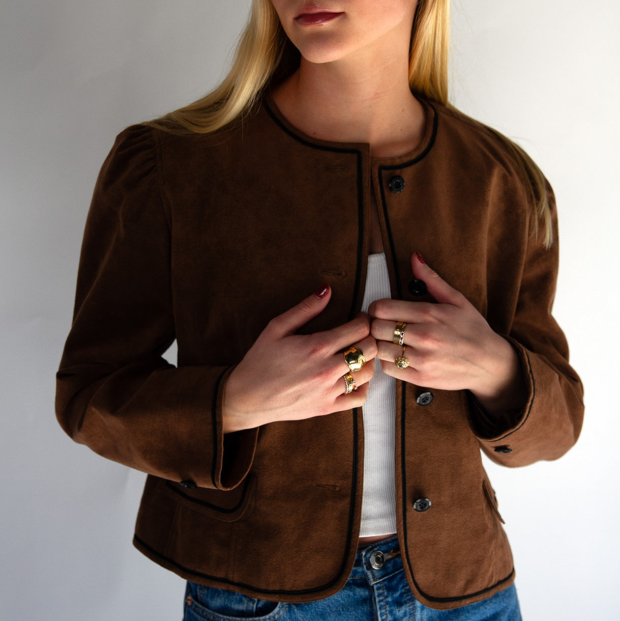 Brown Crop Blazer