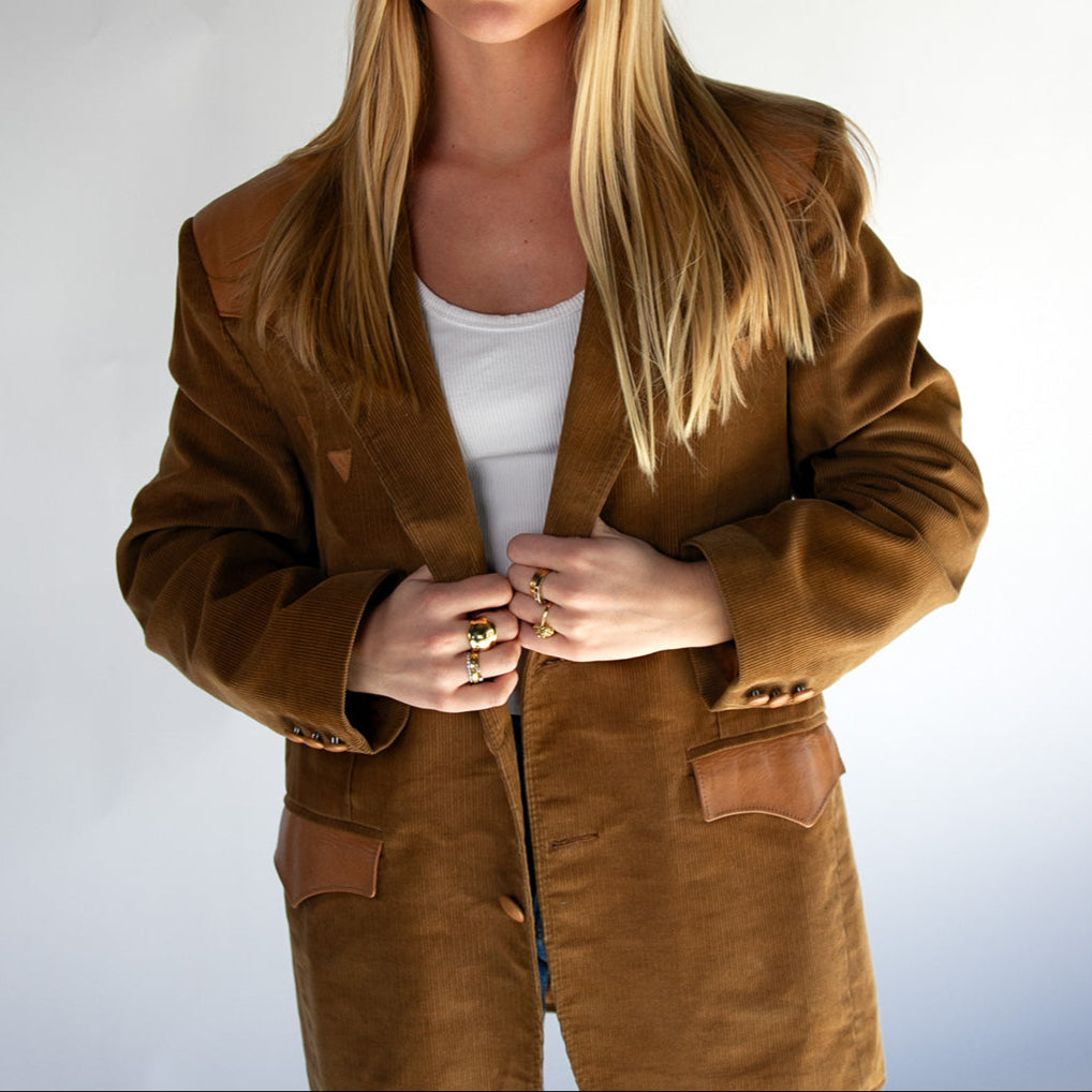 Leather Embellished Blazer