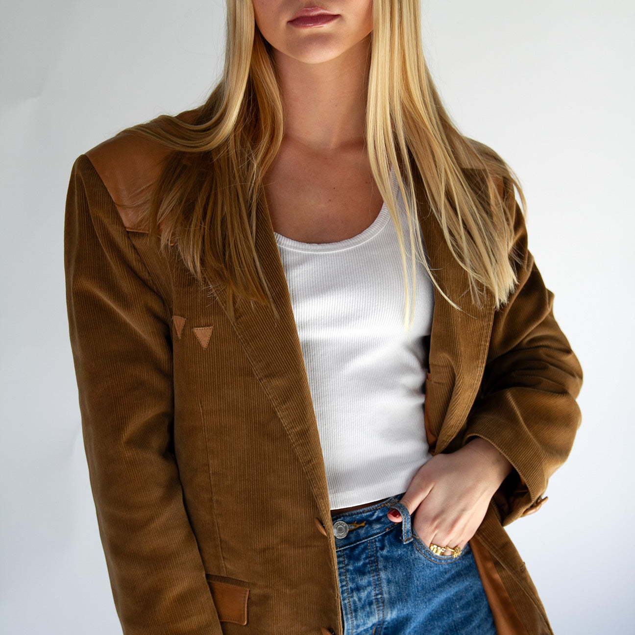 Leather Embellished Blazer